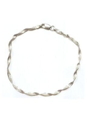 925 Sterling Silver Bracelet Spiral Wave Herringbone design ~ 7.5"